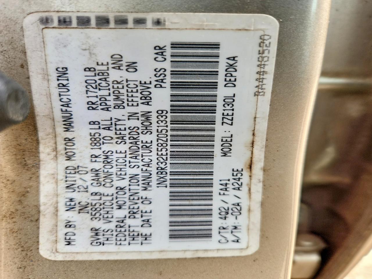 2008 TOYOTA COROLLA