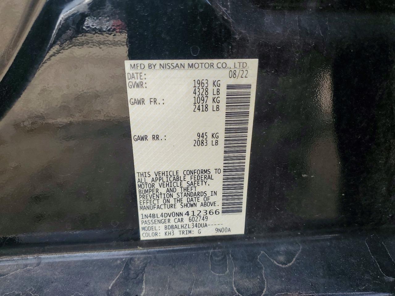 2022 NISSAN ALTIMA