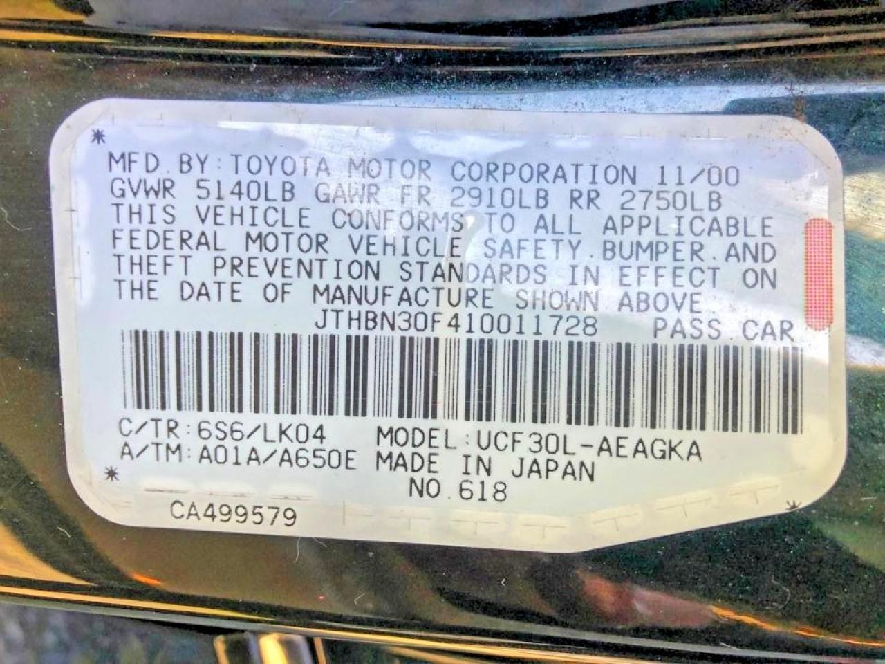 2001 LEXUS LS500