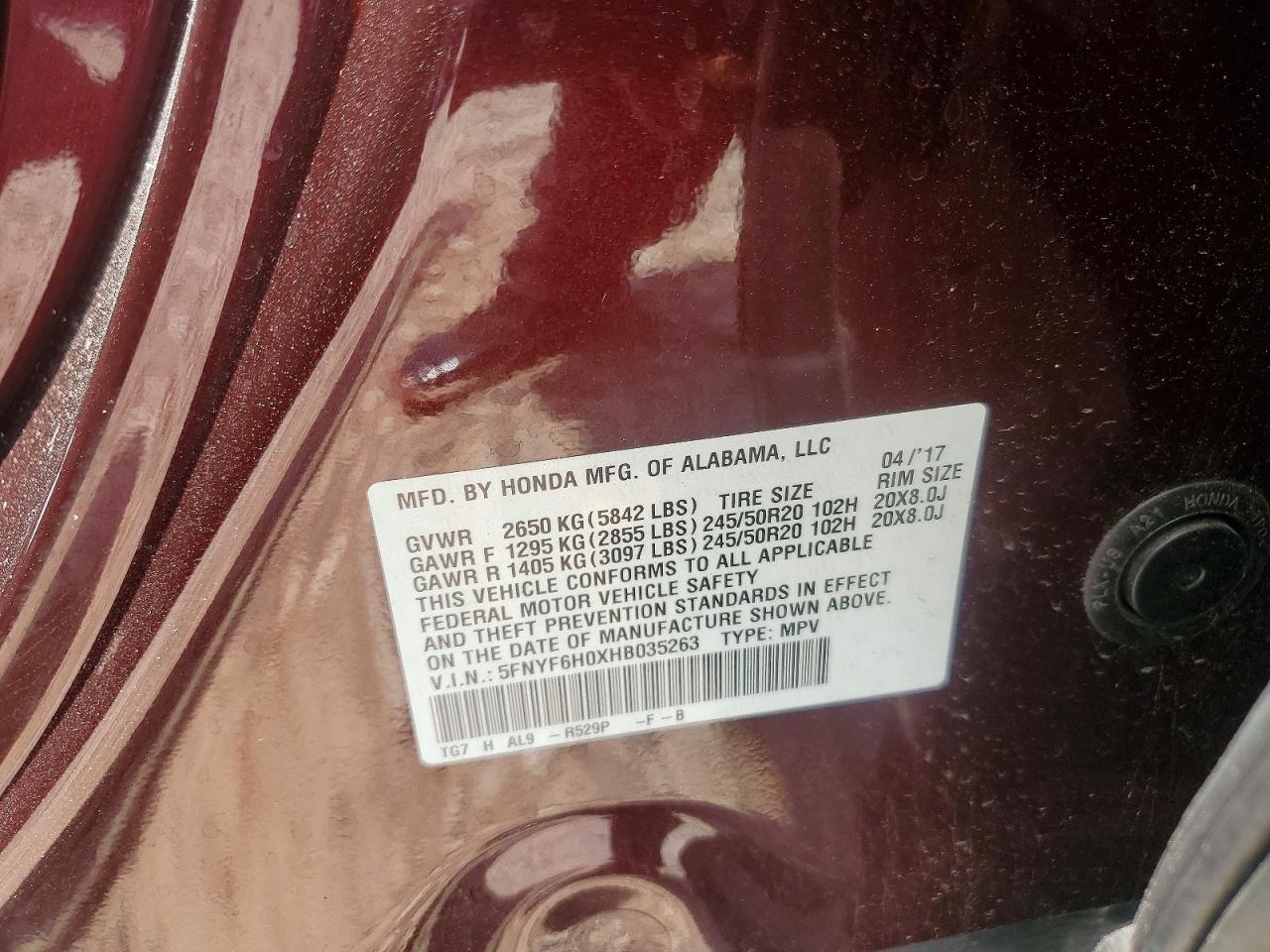 2017 HONDA PILOT