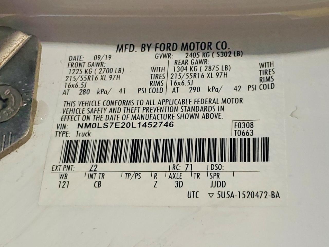 2020 FORD TRANSIT