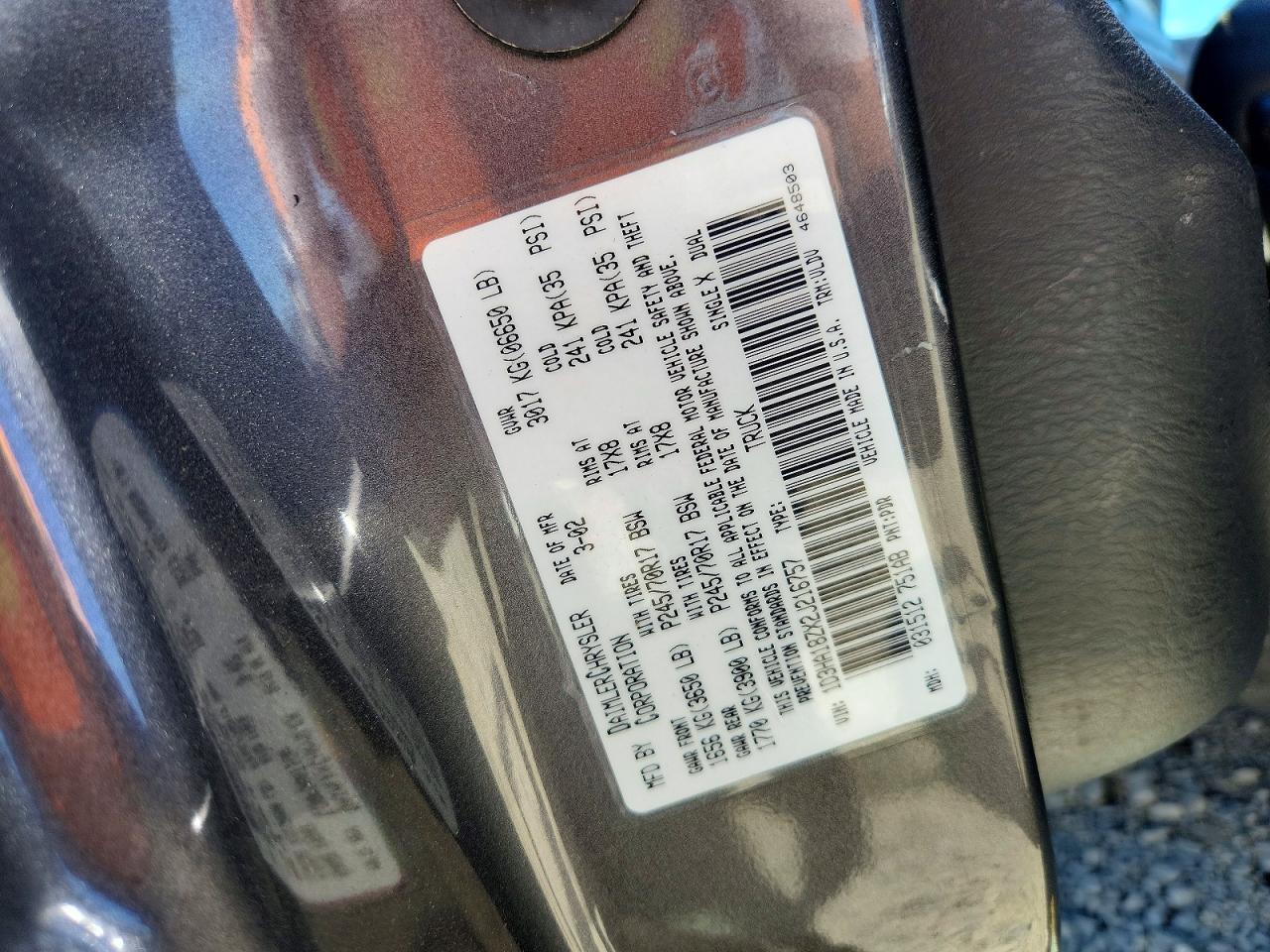2002 DODGE RAM 1500