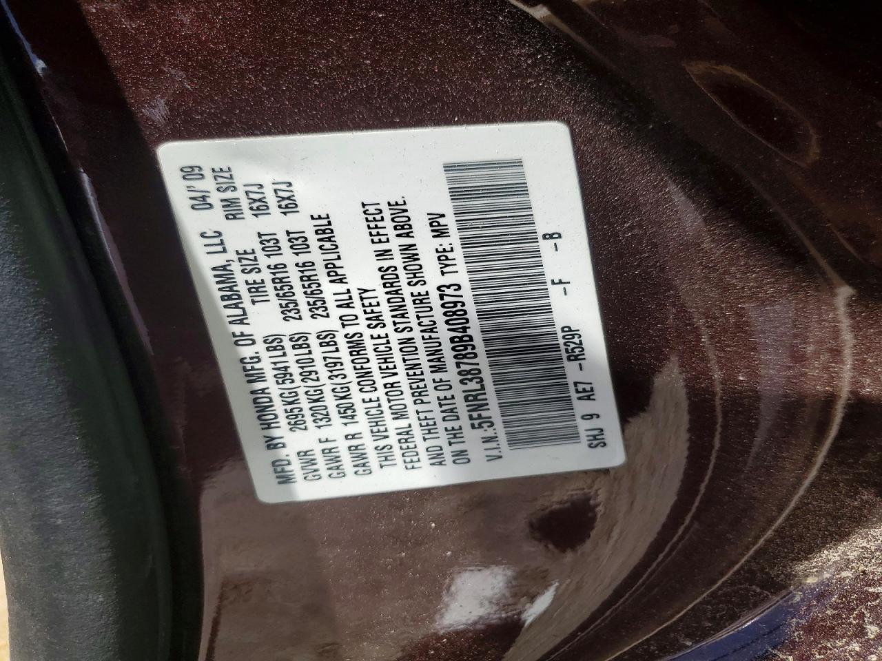 2009 HONDA ODYSSEY