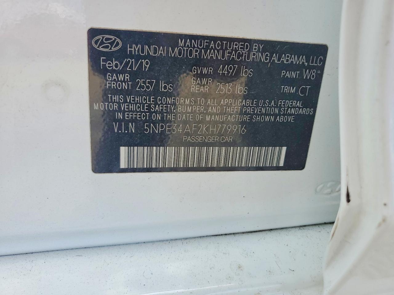 2019 HYUNDAI SONATA