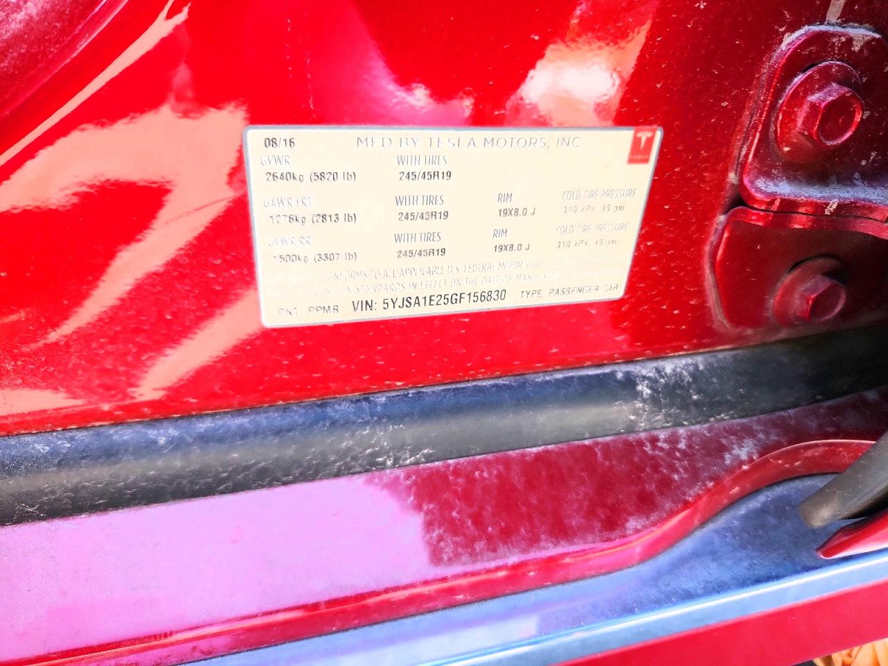 2016 TESLA MODEL S