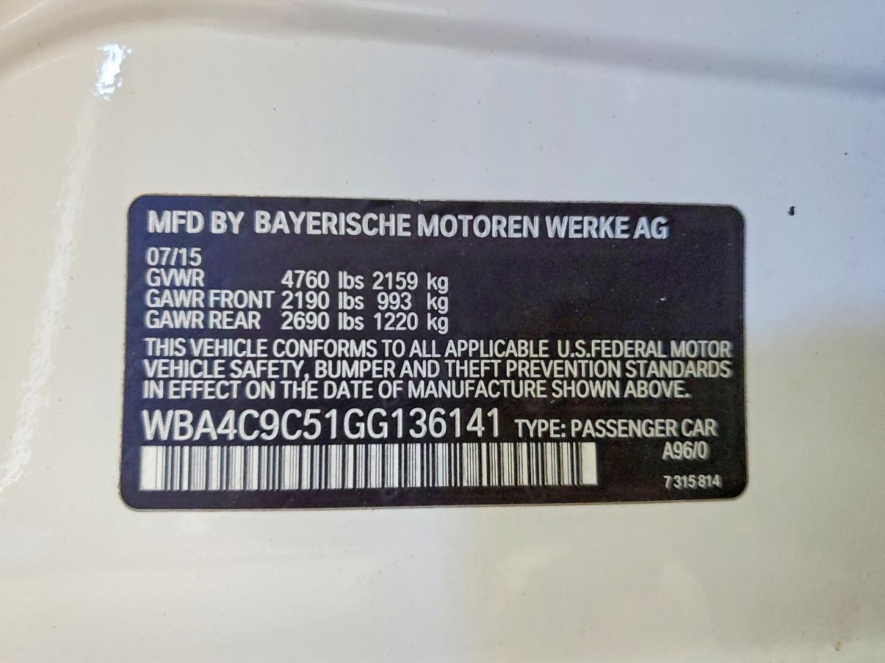 2016 BMW 4 SERIES