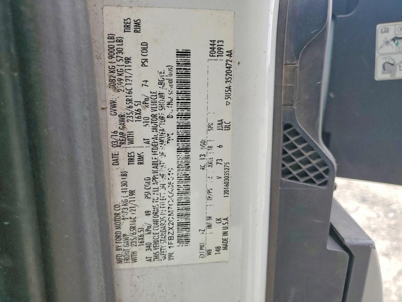 2016 FORD TRANSIT
