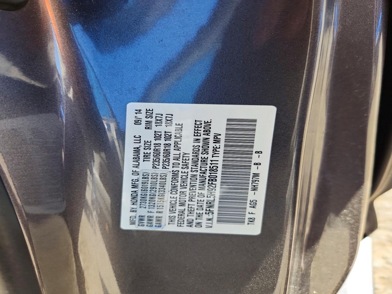 2015 HONDA ODYSSEY