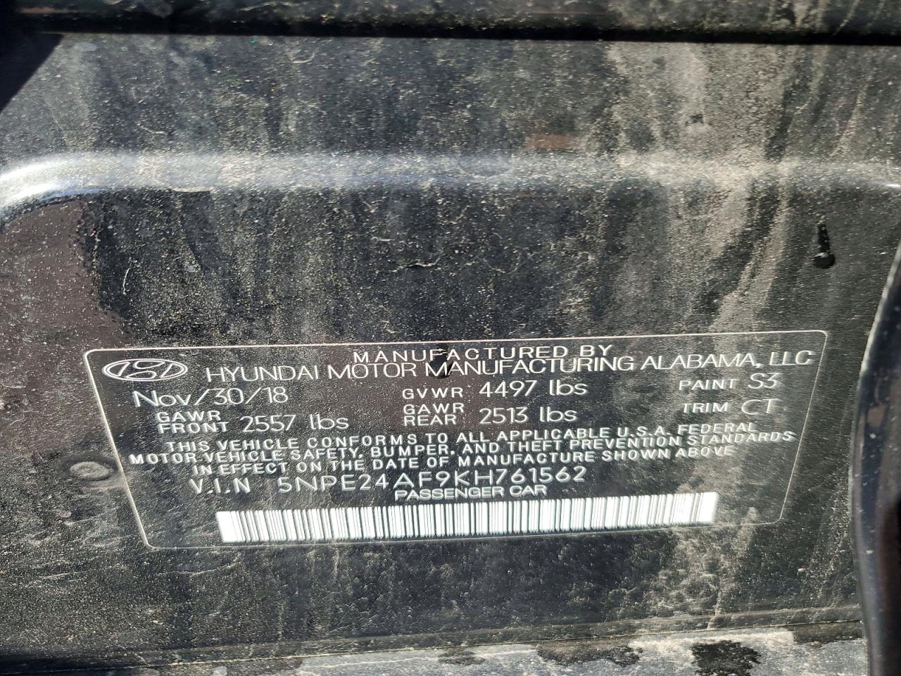 2019 HYUNDAI SONATA