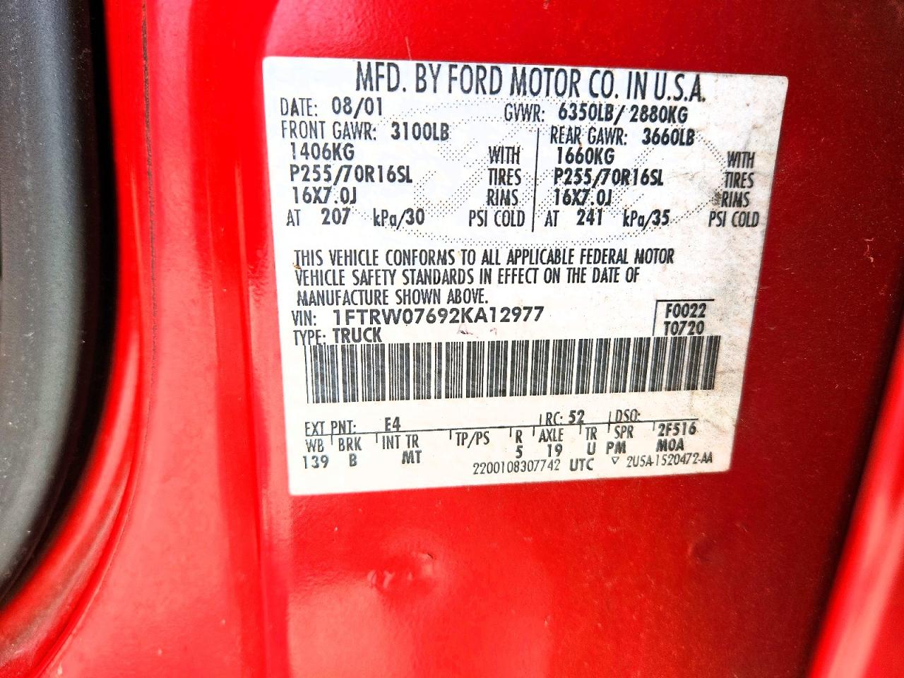 2002 FORD F150