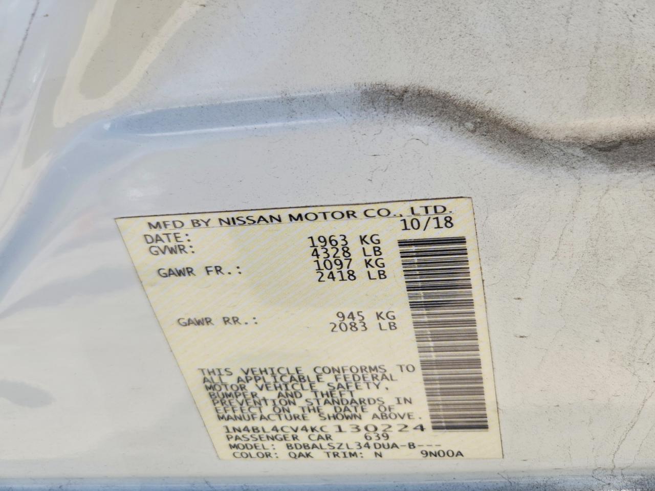 2019 NISSAN ALTIMA
