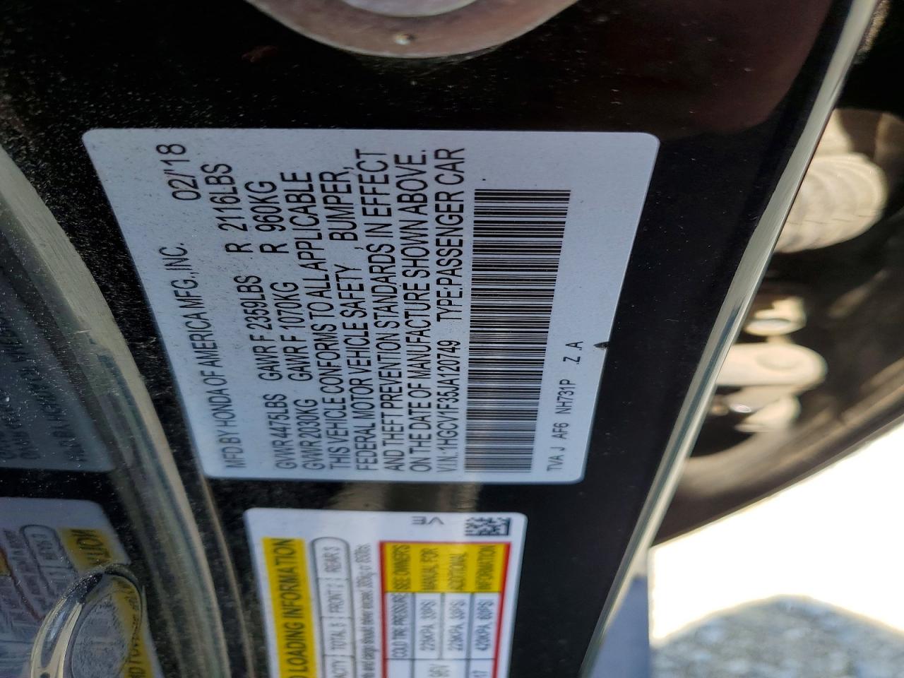 2018 HONDA ACCORD