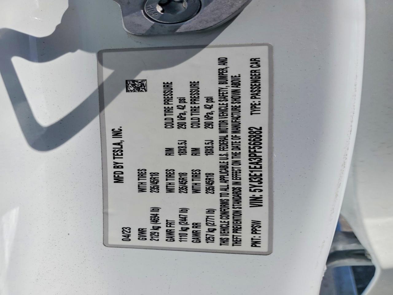 2023 TESLA MODEL 3
