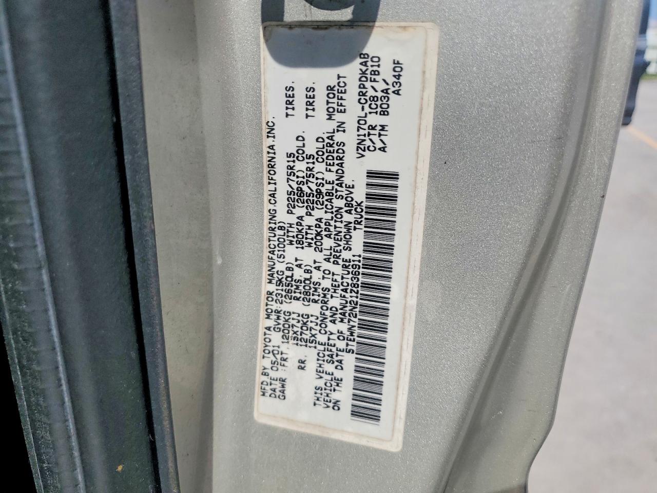 2001 TOYOTA TACOMA