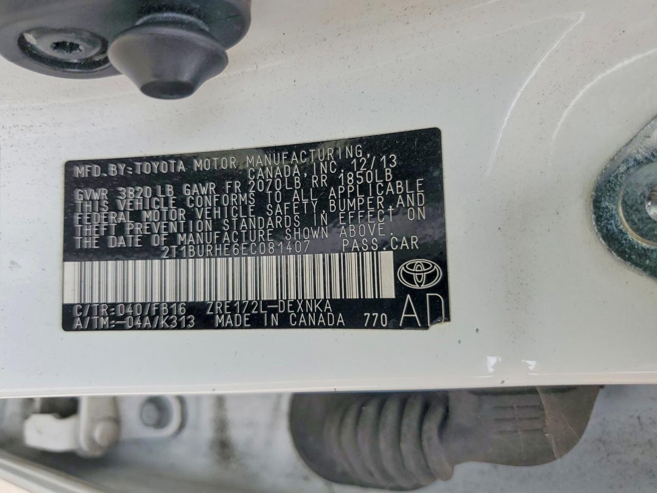 2014 TOYOTA COROLLA