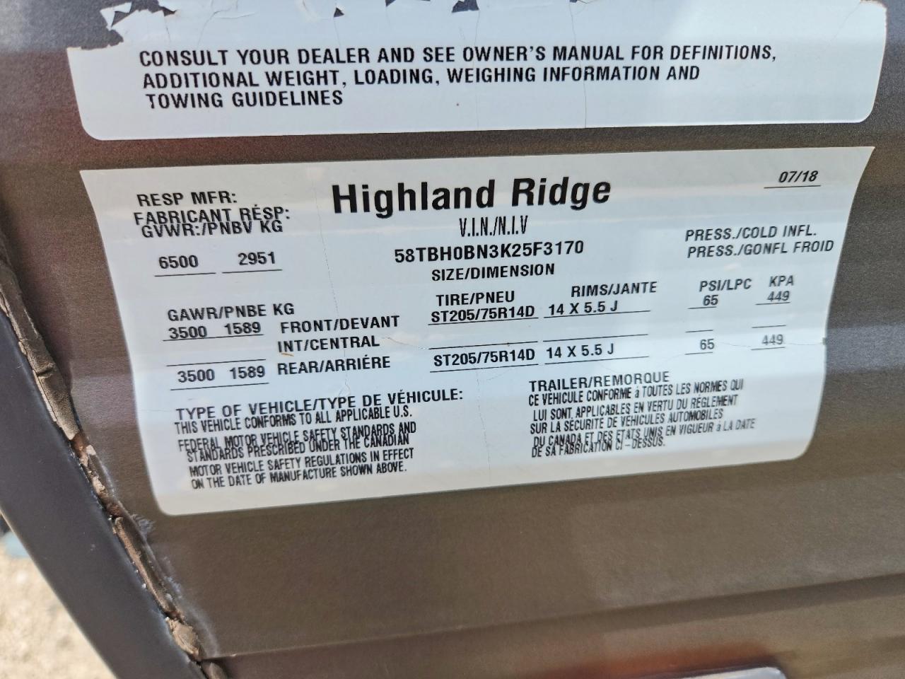 2019 HIGHLAND RIDGE OPEN RANGE