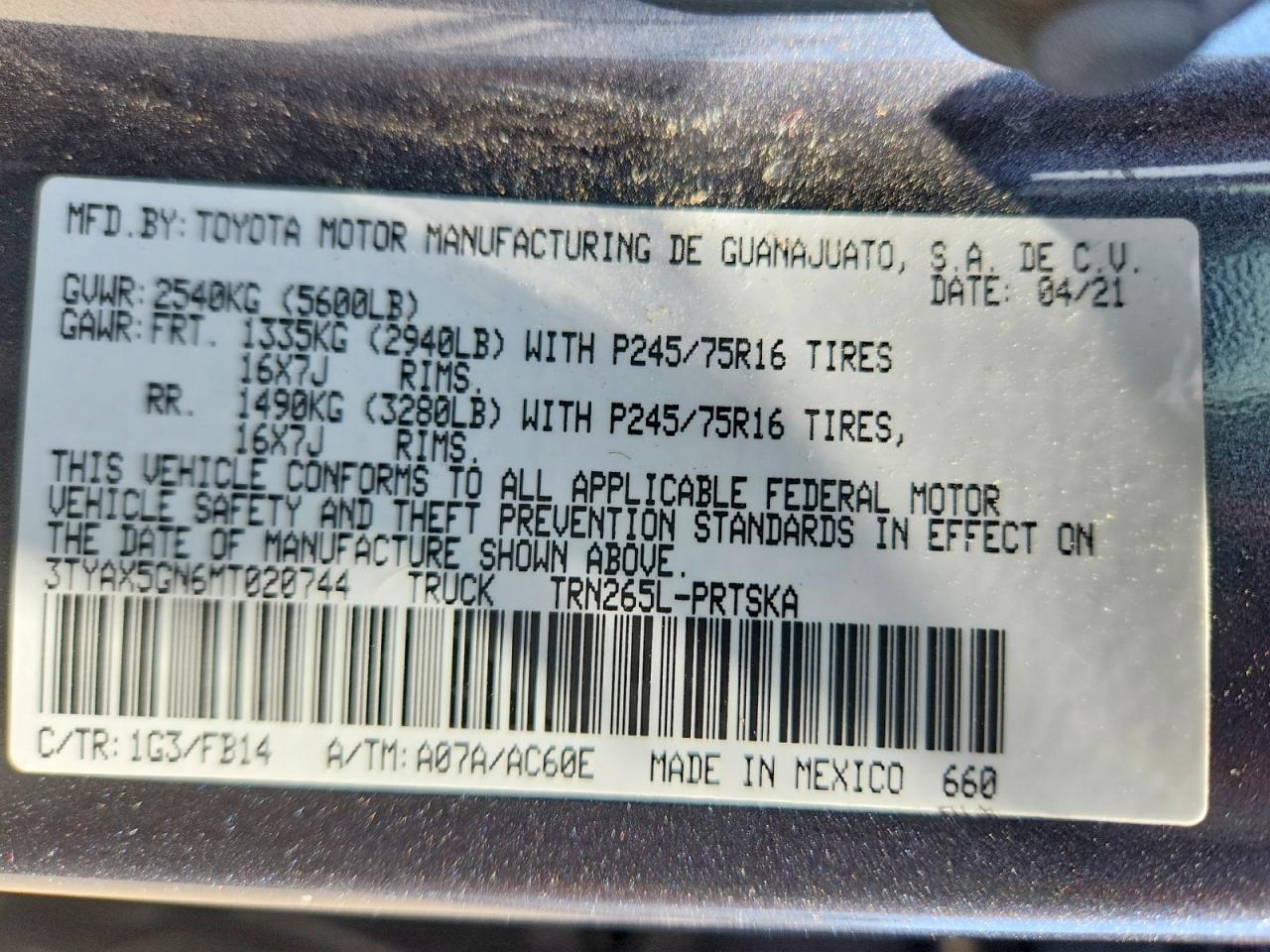 2021 TOYOTA TACOMA