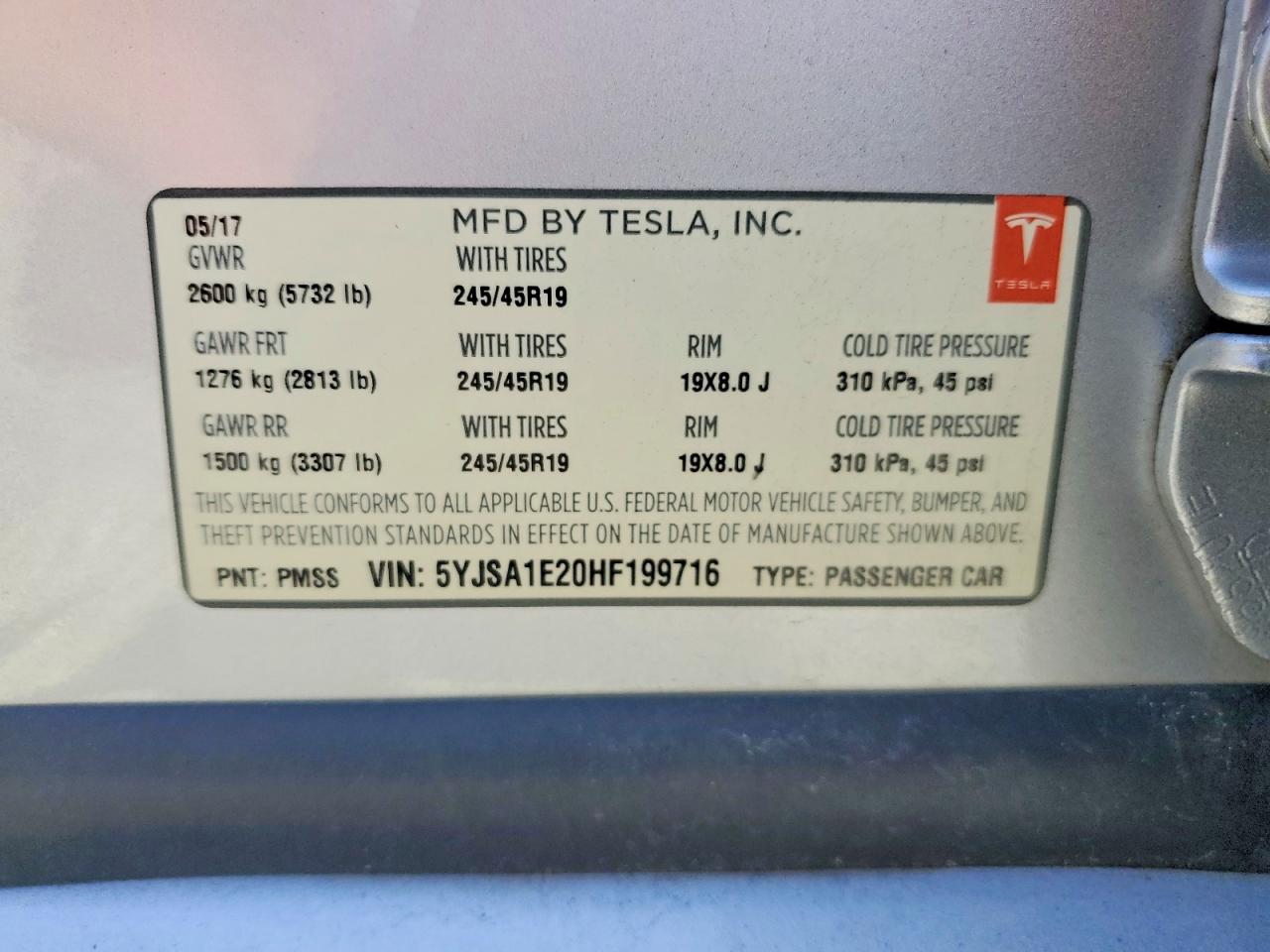 2017 TESLA MODEL S