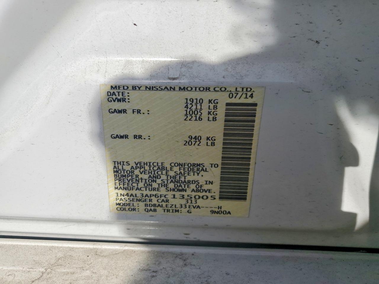 2015 NISSAN ALTIMA