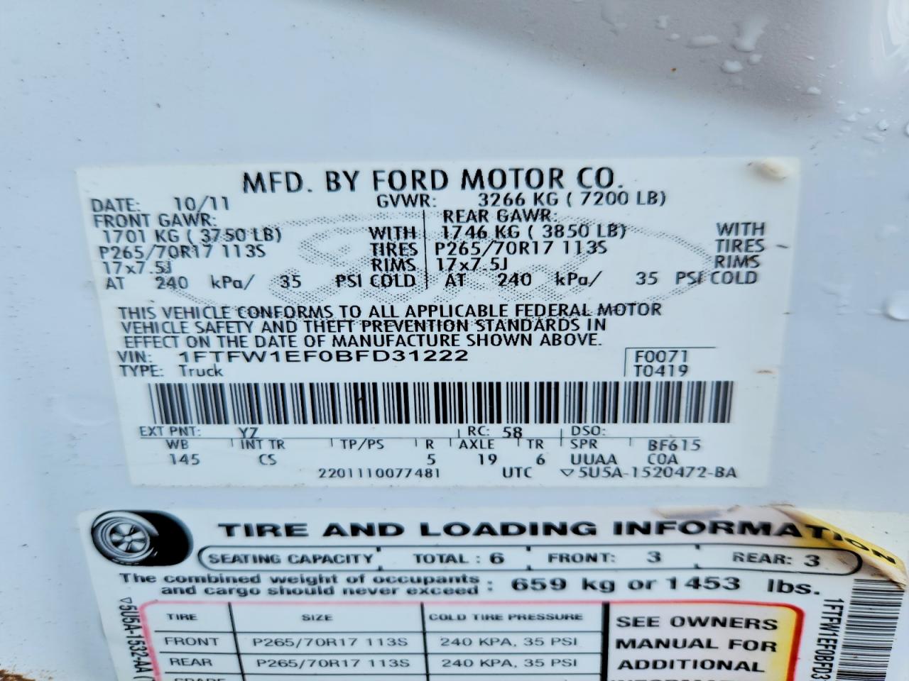 2011 FORD F150
