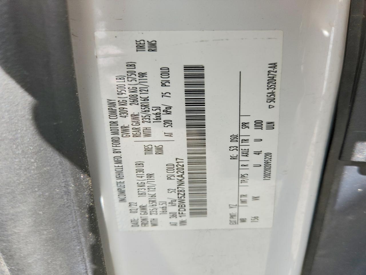 2022 FORD TRANSIT