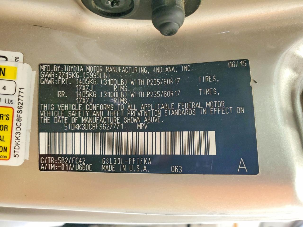 2015 TOYOTA SIENNA
