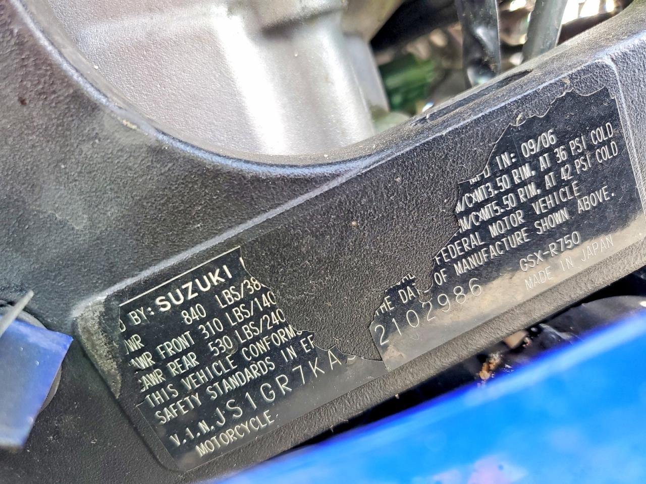 2007 SUZUKI GSXR750