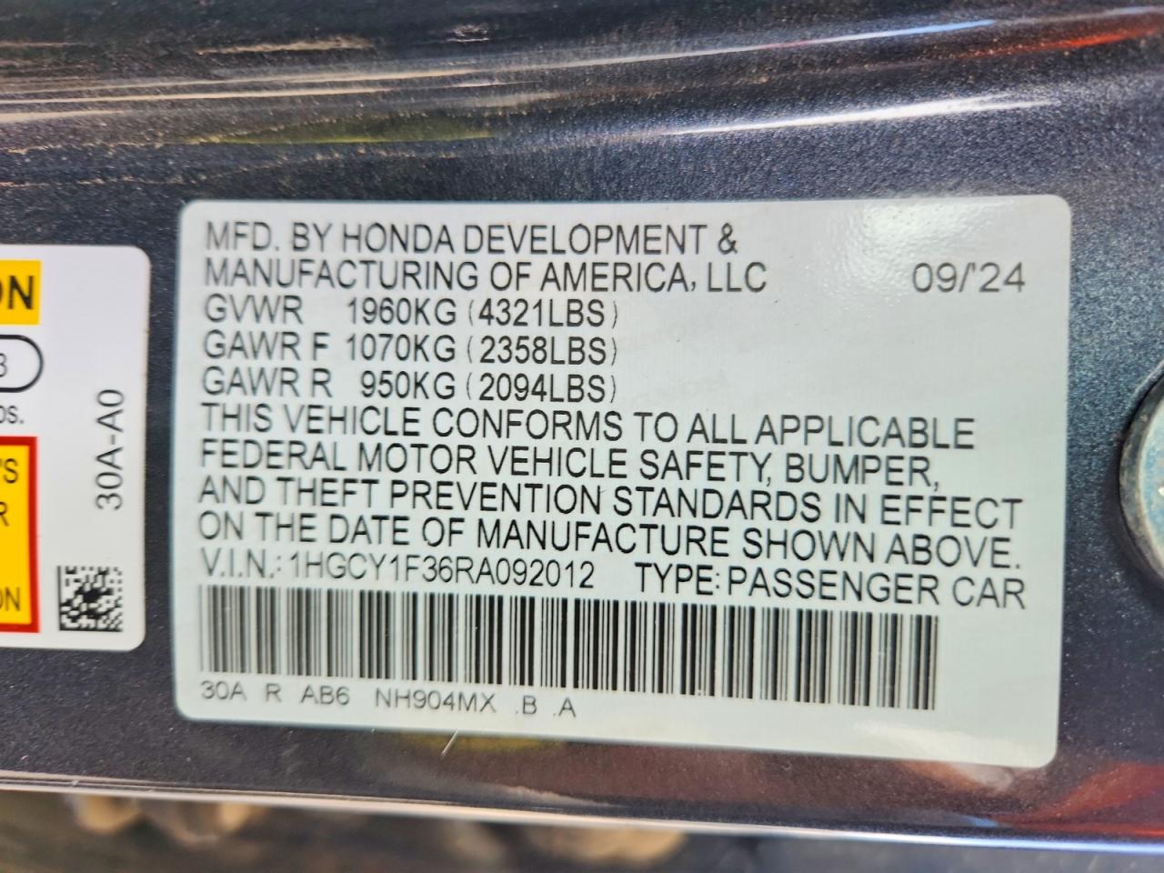 2024 HONDA ACCORD