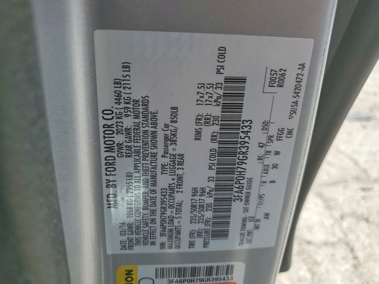 2016 FORD FUSION