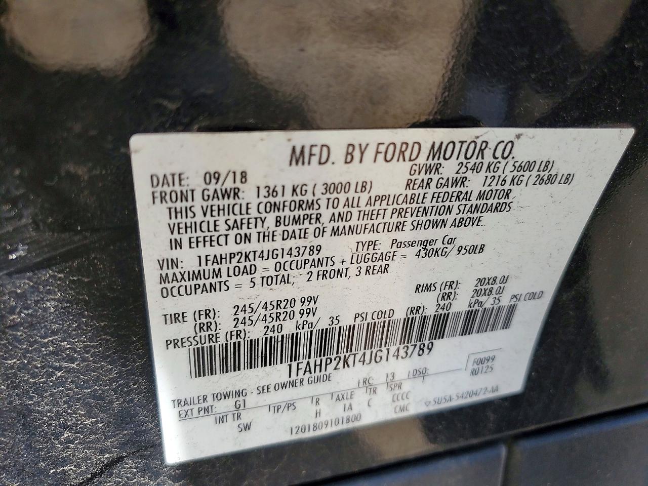 2018 FORD TAURUS