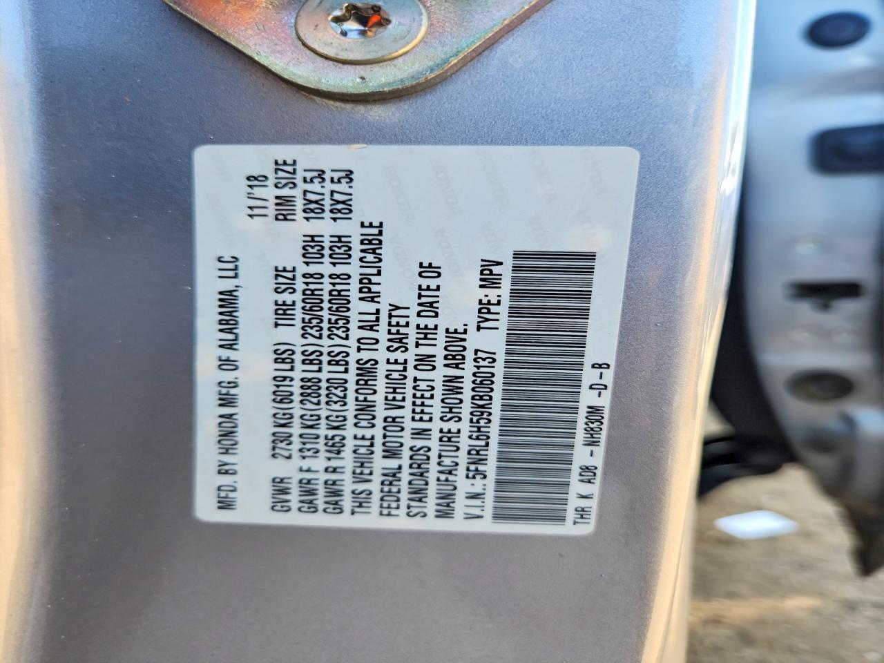 2019 HONDA ODYSSEY
