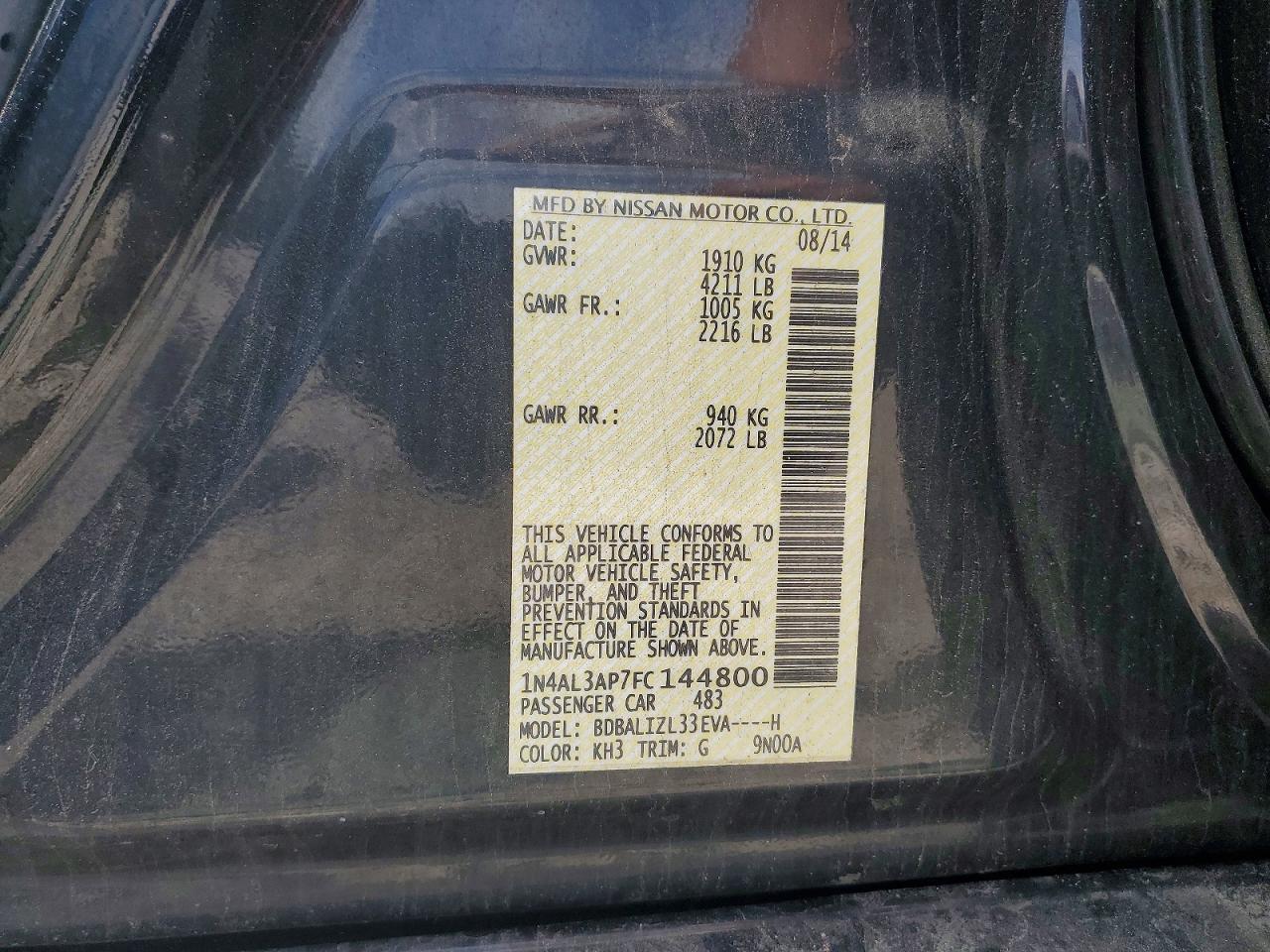 2015 NISSAN ALTIMA