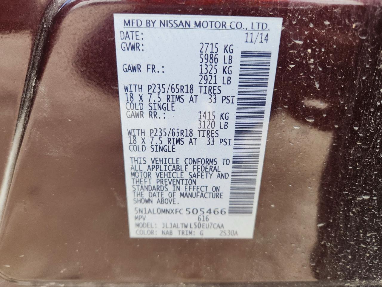 2015 INFINITI QX60 BASE