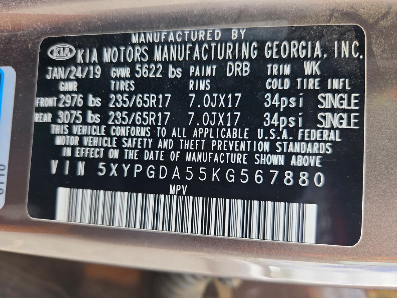 2019 KIA SORENTO