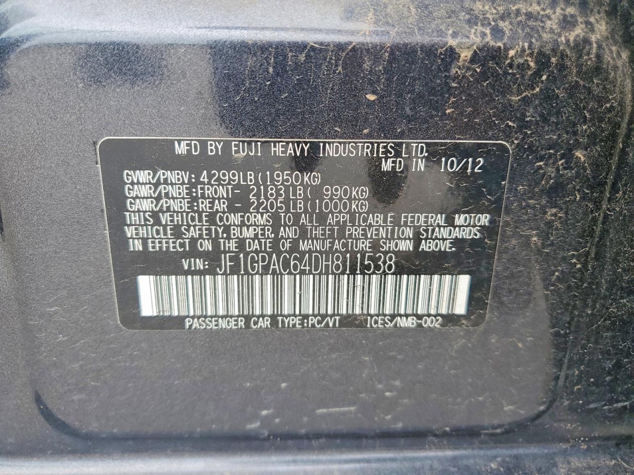 2013 SUBARU IMPREZA