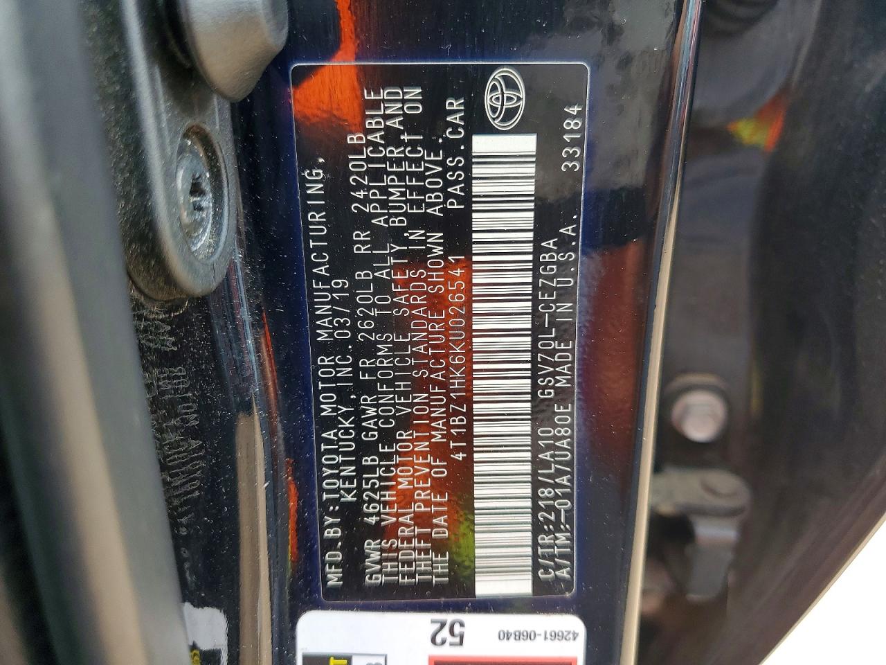 2019 TOYOTA CAMRY