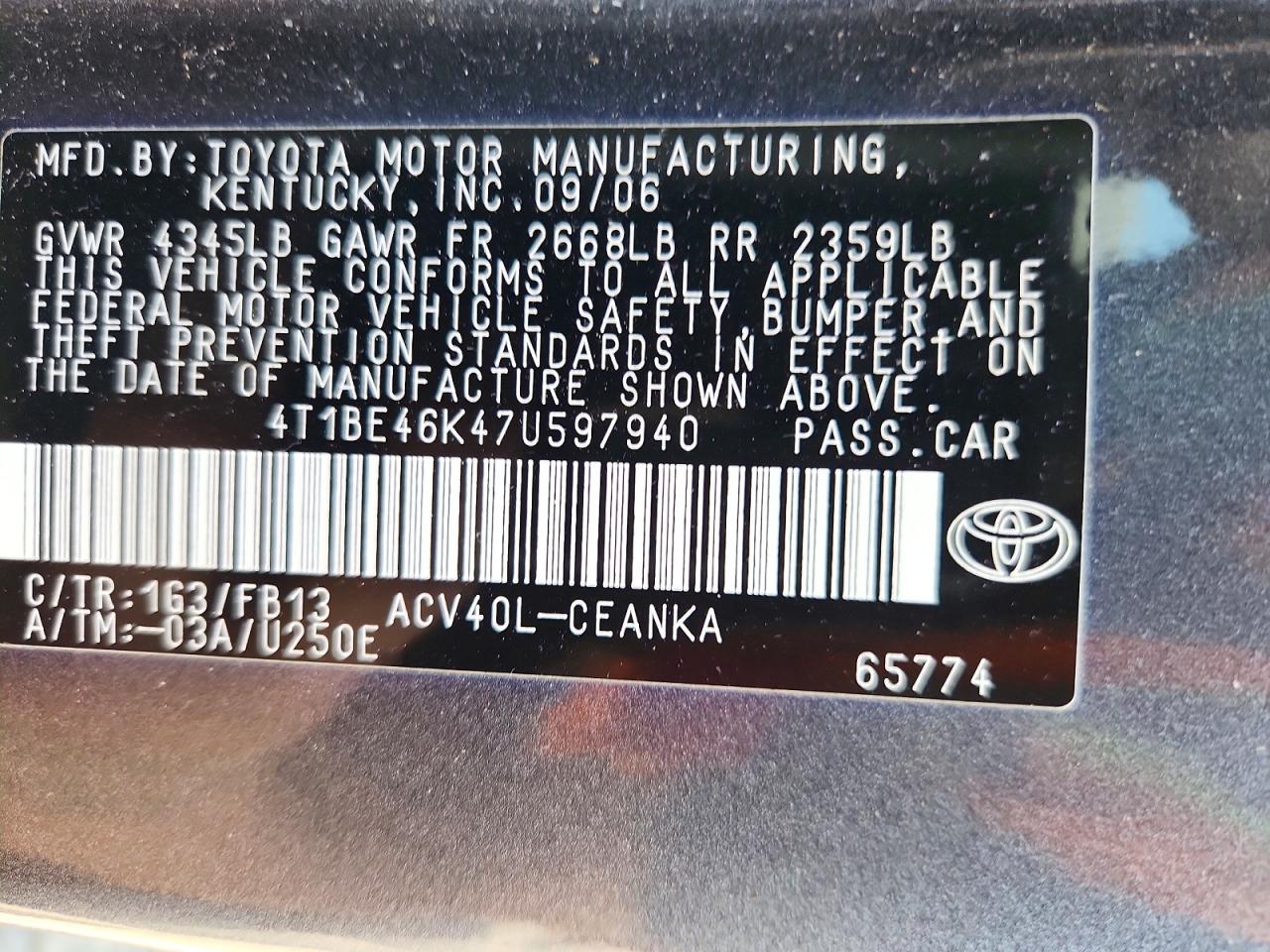 2007 TOYOTA CAMRY