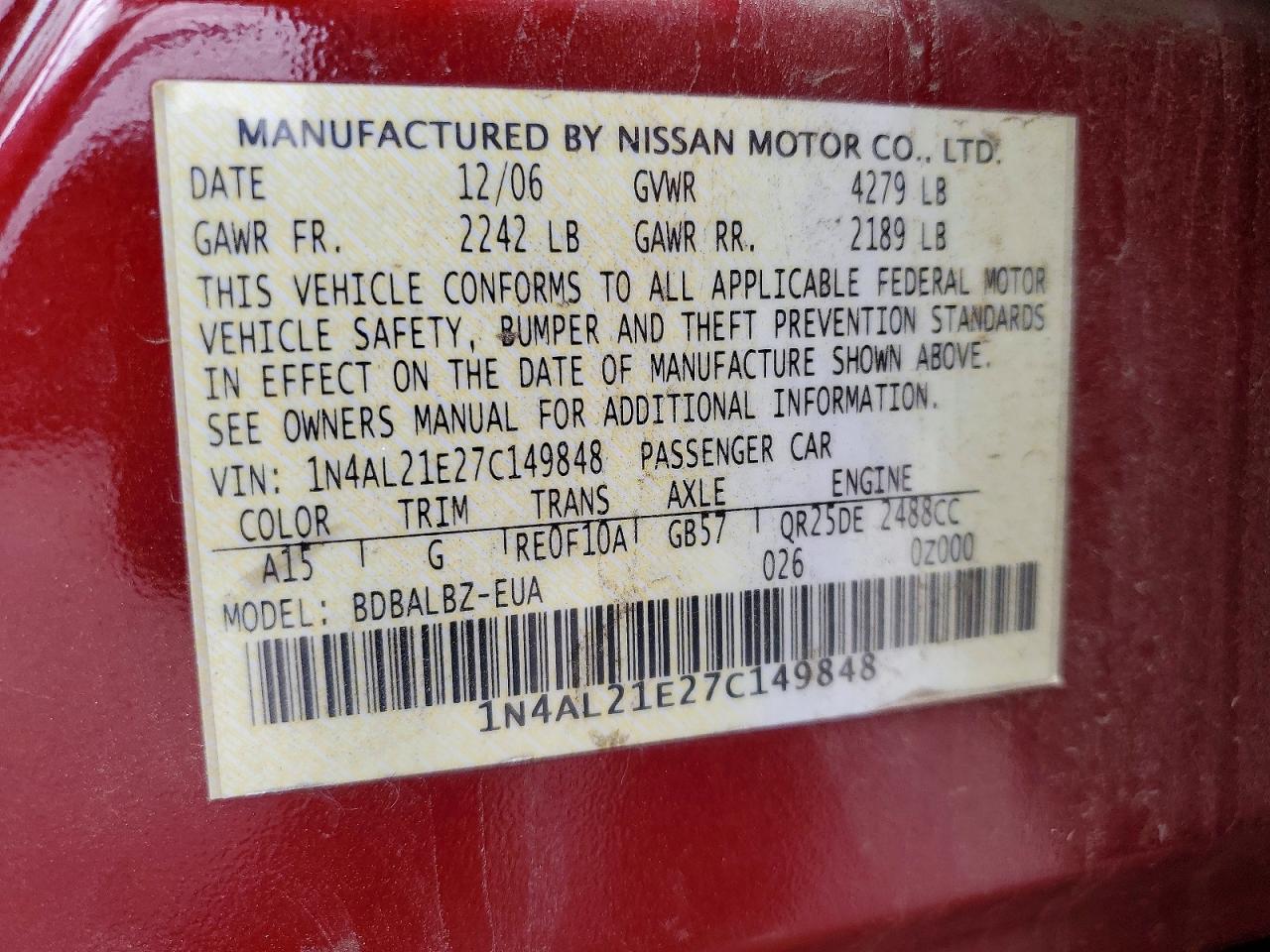 2007 NISSAN ALTIMA
