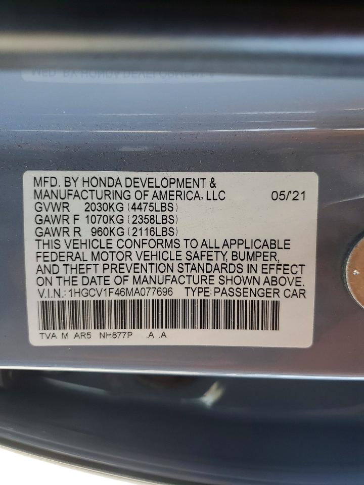 2021 HONDA ACCORD
