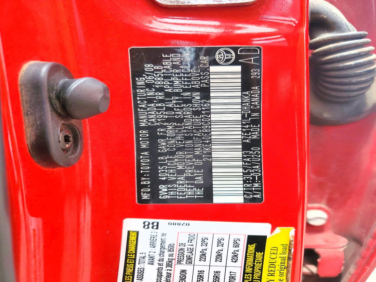 2009 TOYOTA COROLLA