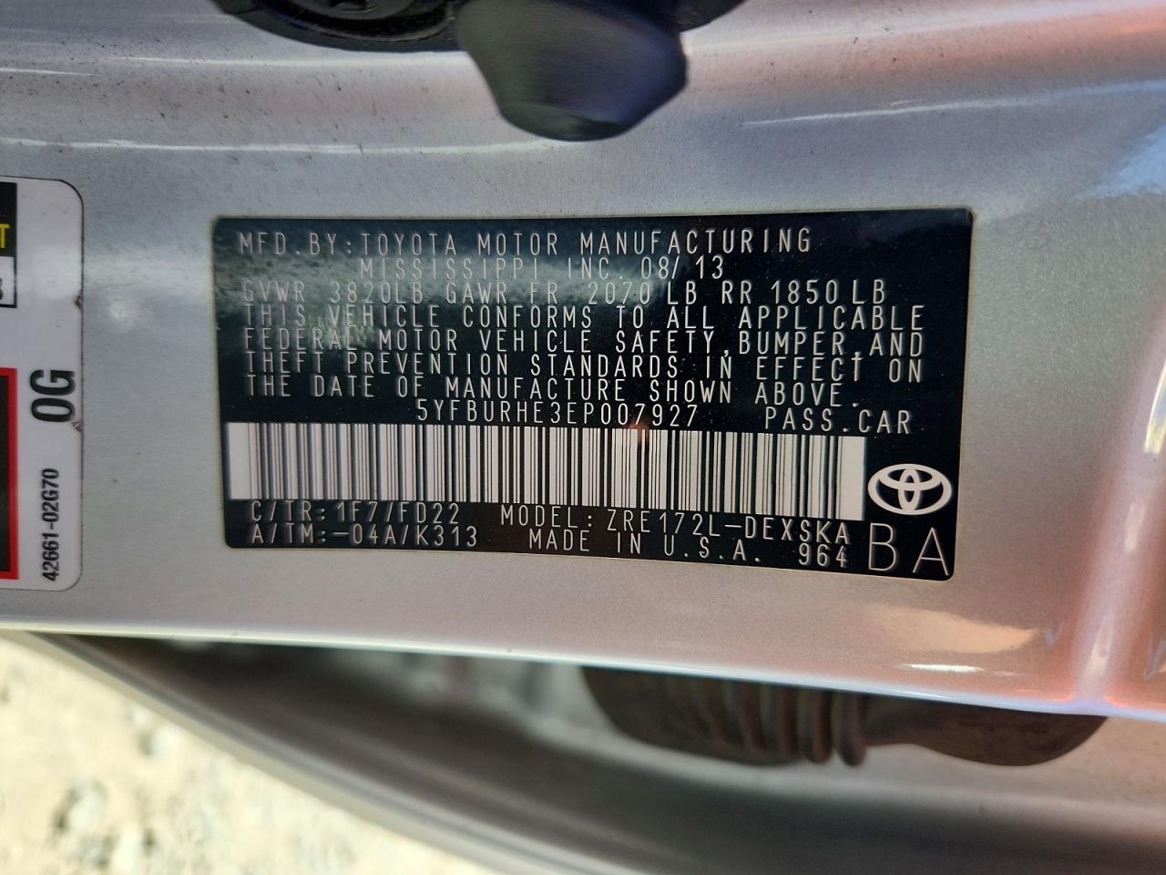 2014 TOYOTA COROLLA