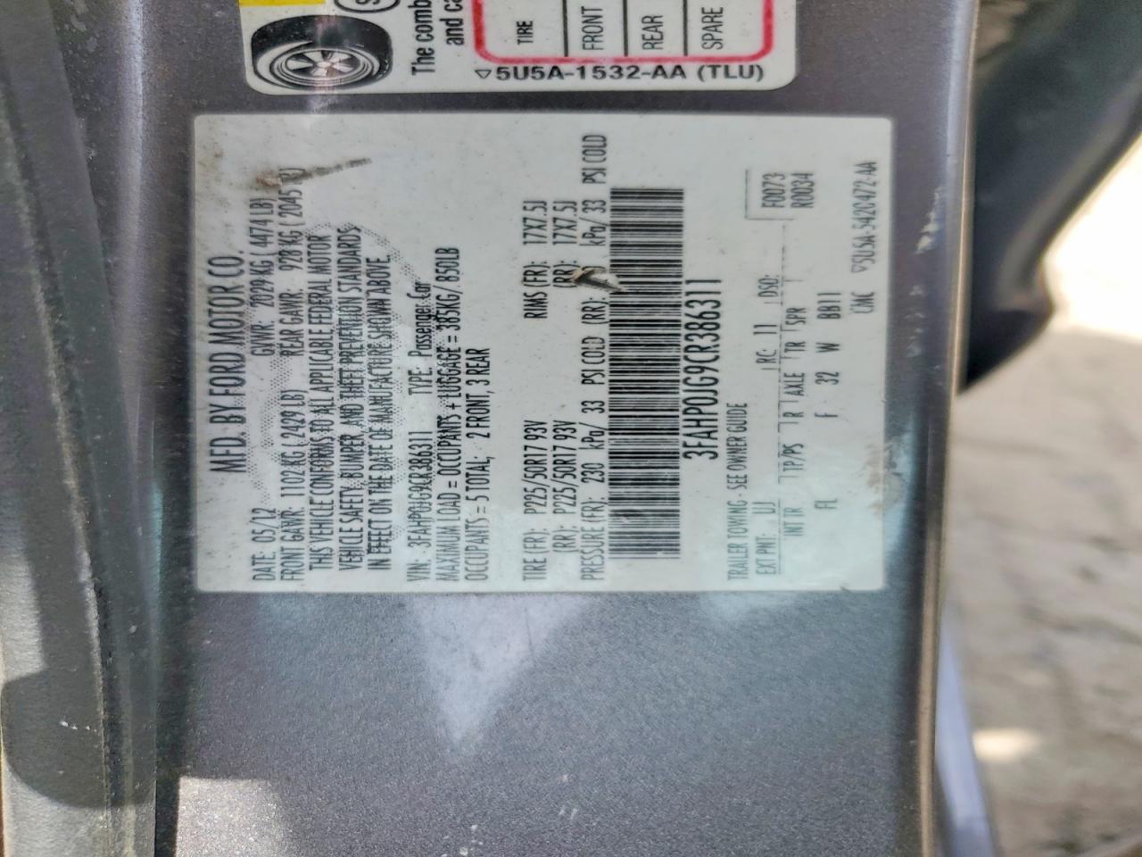 2012 FORD FUSION