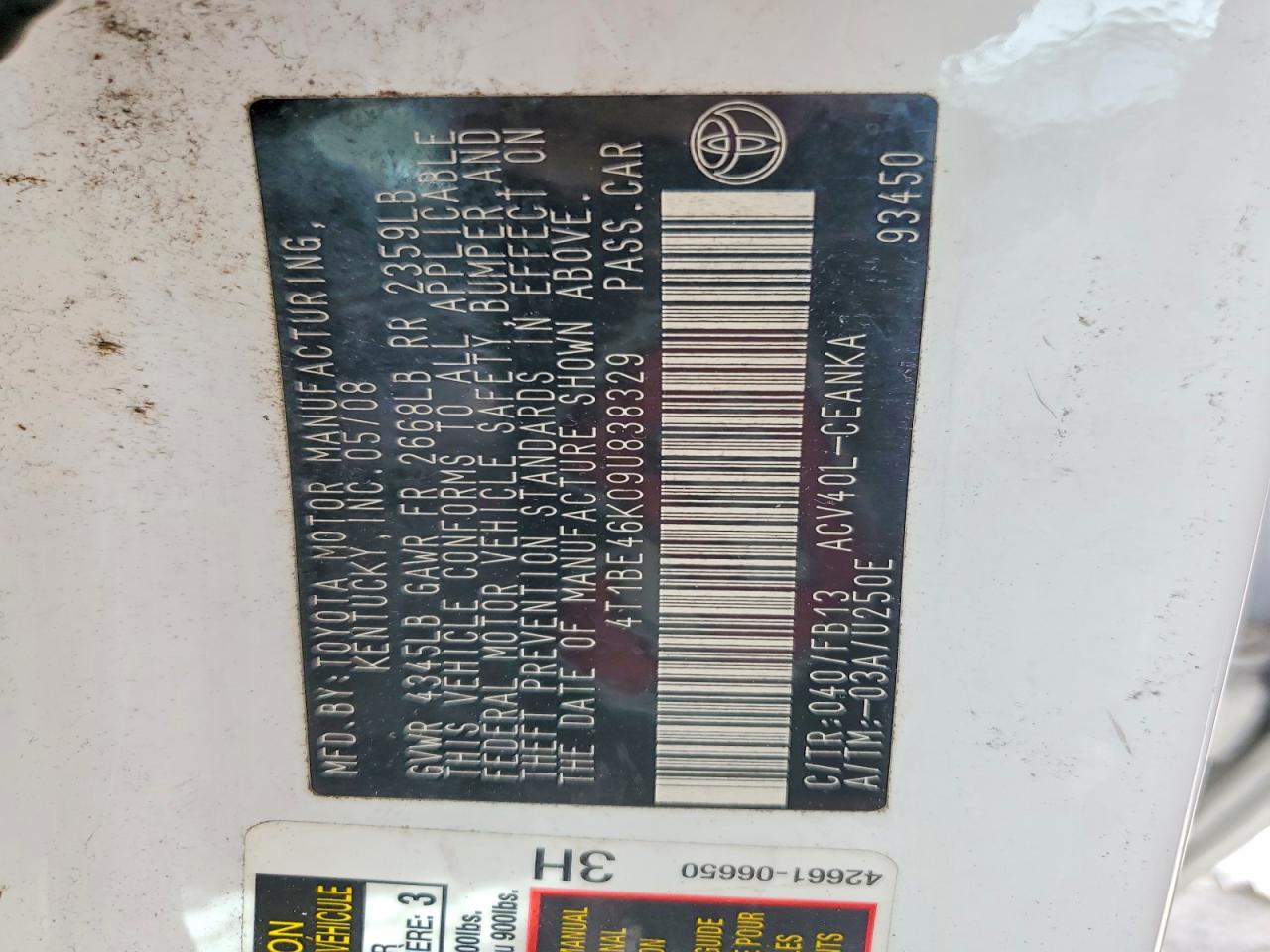 2009 TOYOTA CAMRY