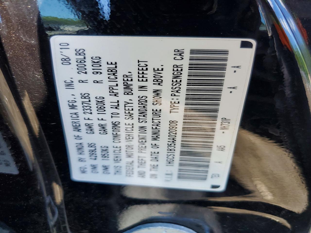 2010 HONDA ACCORD