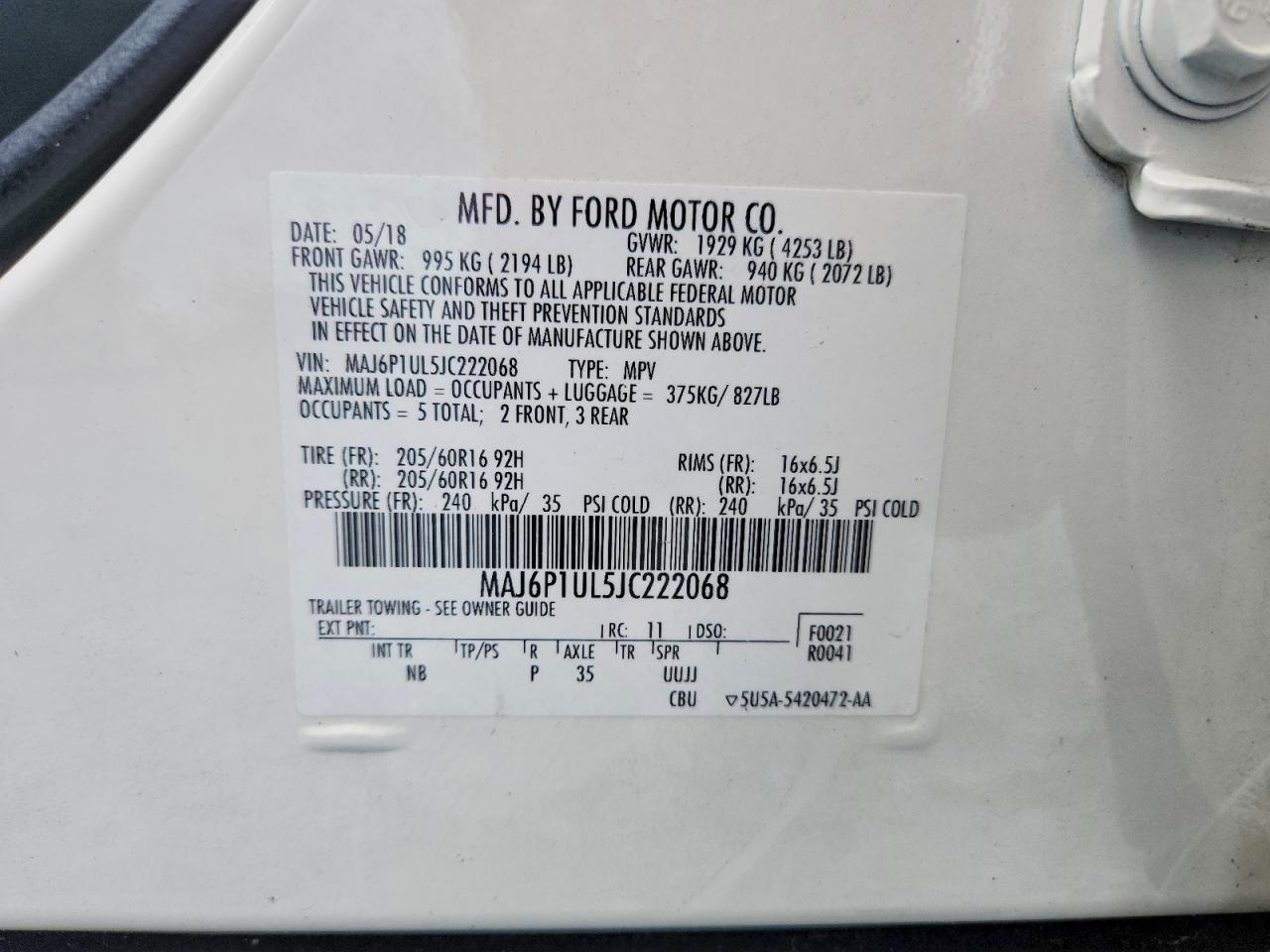 2018 FORD ECOSPORT