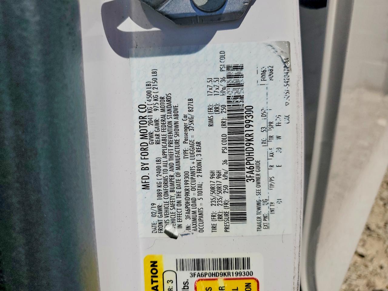 2019 FORD FUSION