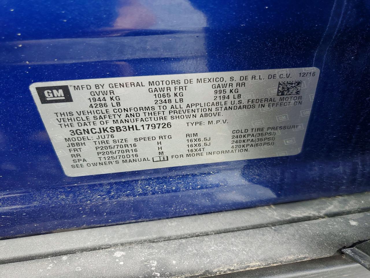 2017 CHEVROLET TRAX