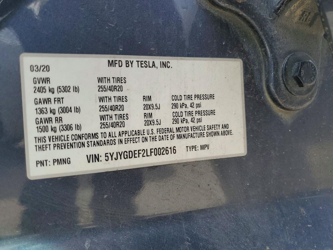 2020 TESLA MODEL Y