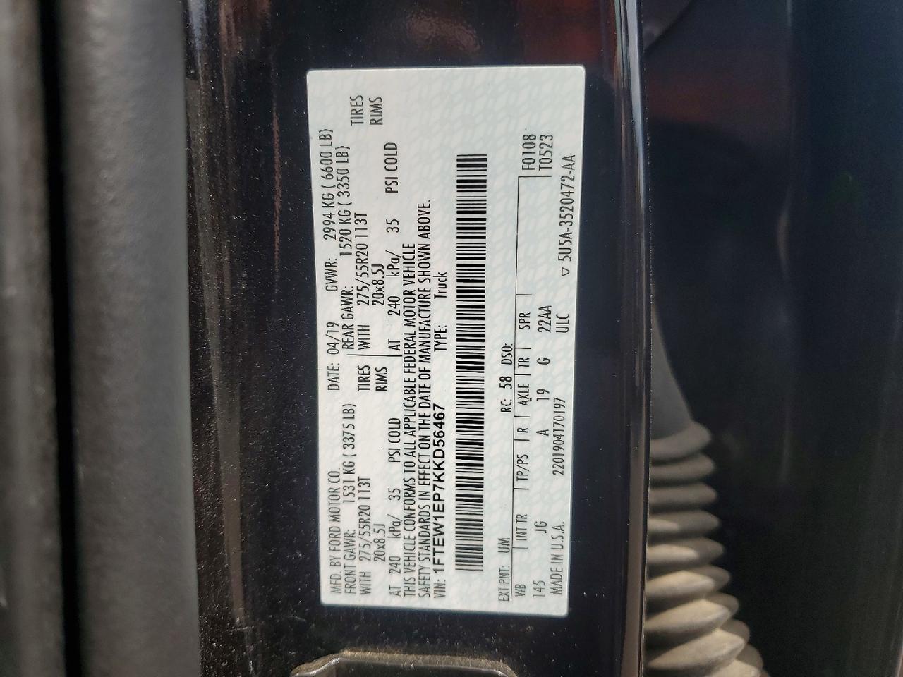 2019 FORD F150