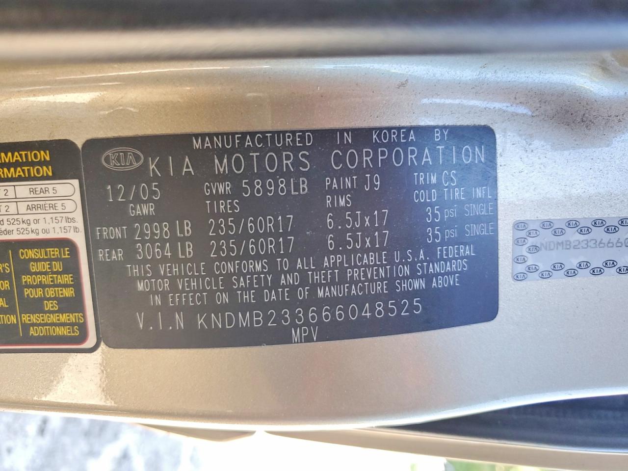 2006 KIA SEDONA
